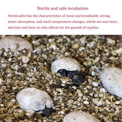 Reptile Feeding Box Turtle Transport Breeding Box Egg Incubator Container with 1.1lb Reptile Substrate Vermiculite Bedding for Snake Tortoise Lizard Hatching Eggs