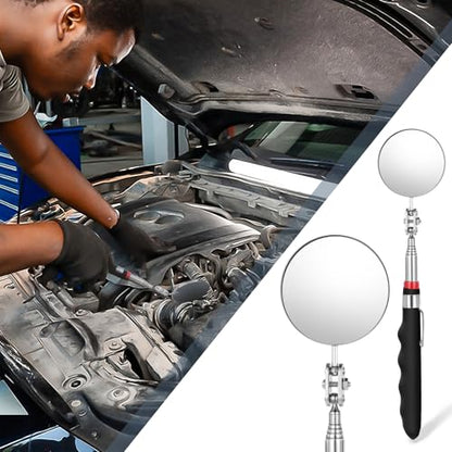 6 Pcs Telescoping Inspection Mirror 360 Rotation Round Inspection Mirrors Flexible Circular Inspection Mirror with Extended Handle for Checking Vehicle Condition