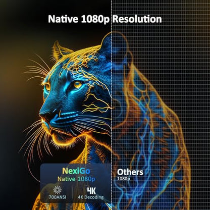 NexiGo PJ40 (Gen 3) Projector with WiFi and Bluetooth, D65 Calibrated, Native 1080P, 4K Supported, Projector for Outdoor Movies, 20W Speakers, Home Theater, Compatible w/TV Stick, iOS, Android
