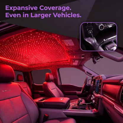 USB Star Projector Night Light, Flexible Gooseneck Adjustable Car Roof Starry Lamp, Romantic Atmosphere Light for Car Bedroom Party (Red) - color: red