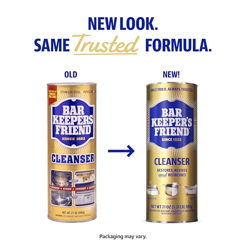Bar Keepers Friend Powder Cleanser, 12 oz x 2, Multipurpose Cleaner, Degreaser & Remover for Burnt Stainless Steel Pots and Pans, Rust Stains, Hard Water Deposits & Soap Scum