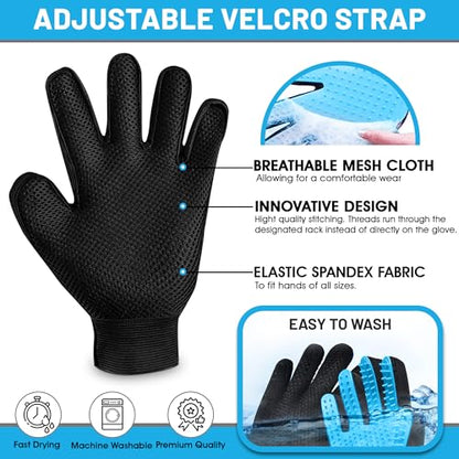 Upgrade Pet Grooming Gloves, Grooming Gloves for Dogs, Cats, Rabbits & Horses with Long and Short Hair, Efficient Pets Hair Remover Mittens - 1 Pair (Sky Blue) - color: Sky Blue