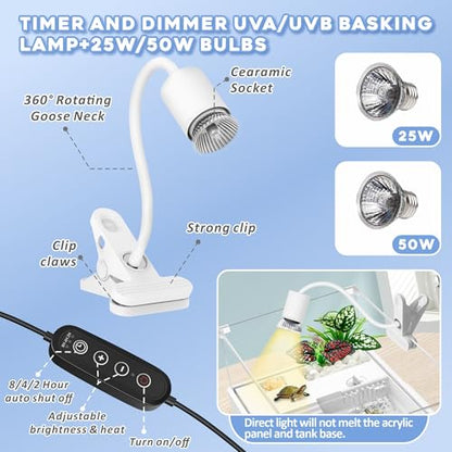 GOZILLA Large Turtle Tank Kit+Water Pump, Acrylic Turtle Tank Starter Kit with Adjustable 5W Water Pump and Two Shower Heads, Multi-Functional Area for Small/Medium Turtles(Large-White Kit) - color: White Kit-Large