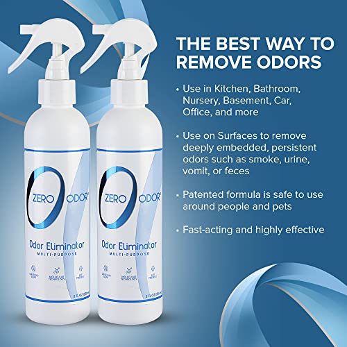 Zero Odor - Multi-Purpose Strong Odor Eliminator for Home, Office, Car, Bathroom, Hotel, Room Deodorizer, and Odor Neutralizer, 8oz Two Pack - size: 8 Fl Oz (Pack of 2)
