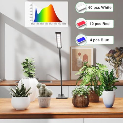 Grow Light for Indoor Plants Growing, 6000K Full Spectrum | Desk Lamp with Red Blue LED for Plants Growth, Strong Clamp with Gooseneck , Dimmable with Auto Timer - size: 40Watts
