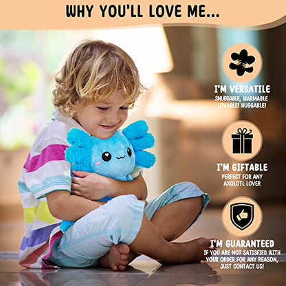 Axolotl Microwavable Unscented Heating Pad for Women and Kids- Cute Soft Cozy Pillow Plush Heatable Warm Stuffed Animals - Kawaii Hot and Cold Plushie Food Toy - Axolotl Gifts for Girls and Boys - style: Blue Axolotl