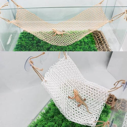 3 Pack Collapsible Reptile Hammock with Suction Cups, Breathable Climbing Net Lounger for Bearded Dragon, Gecko, Snake, Hermit Crab, Reptile Tank Accessories