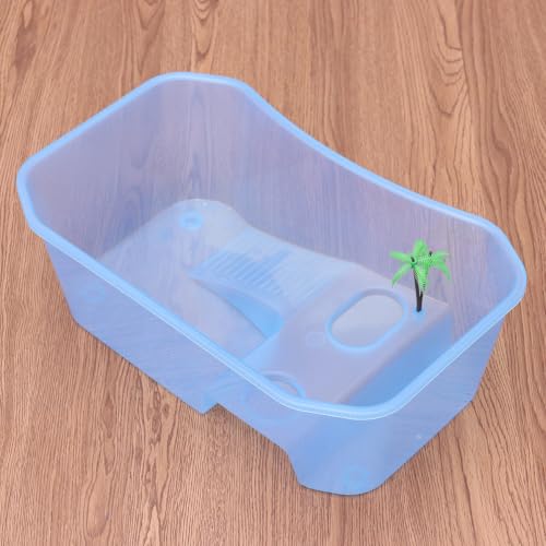 GANAZONO Plastic Turtle Tank with Drying Platform for Swimming and Hibernation, Sturdy Plastic Container for Small Turtles, Reptile Habitat Terrarium with Open Top Design