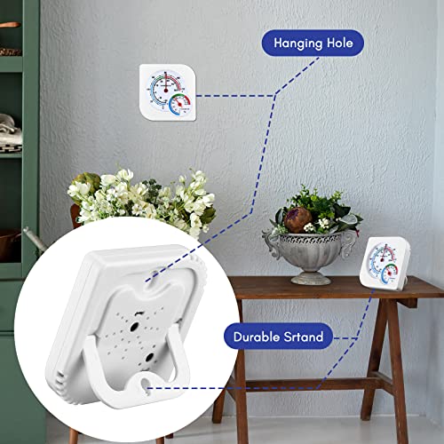 Kathfly 6 Pcs Indoor Thermometer and Humidity Gauge Indoor Mini Thermometer Hygrometer Temperature Humidity Meter Temperature and Monitor with Pointers for Home, Kitchen, Planting Room - size: White