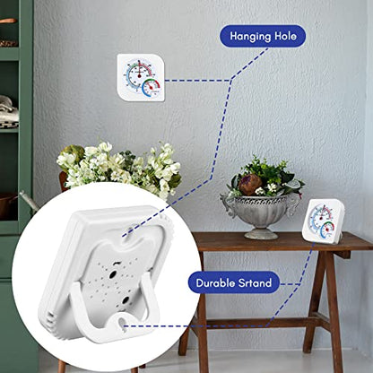 Kathfly 6 Pcs Indoor Thermometer and Humidity Gauge Indoor Mini Thermometer Hygrometer Temperature Humidity Meter Temperature and Monitor with Pointers for Home, Kitchen, Planting Room - size: White