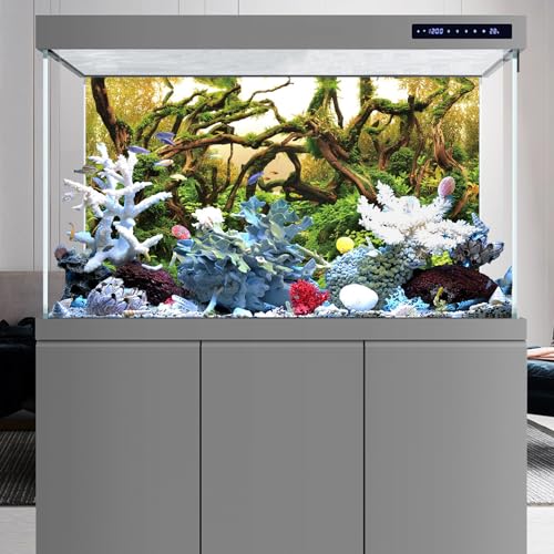 AWERT 48x24 inches Aquarium Background Branches Aquarium Background Aquatic Plant River Bed & Lake Fish Tank Background Vinyl Background - size: 48x24in/120x60cm