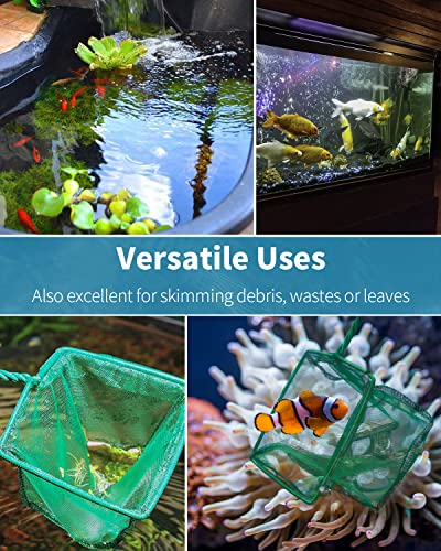 Pawfly Aquarium Fish Net with Braided Metal Handle Square Net with Soft Fine Mesh Sludge Food Residue Wastes Skimming Cleaning Net for Fish Tanks Small Koi Ponds and Pools - style: 6 Inch