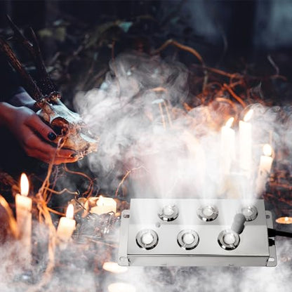 Ultrasonic Mist Maker Fogger 6 Heads, 5000ml/H Ultrasonic Fogger | 200W & IP67 Power Supply, with 2 Floats & 6 Atomizer Heads Replacements for Fountain Pond, Halloween - size: 6 Heads