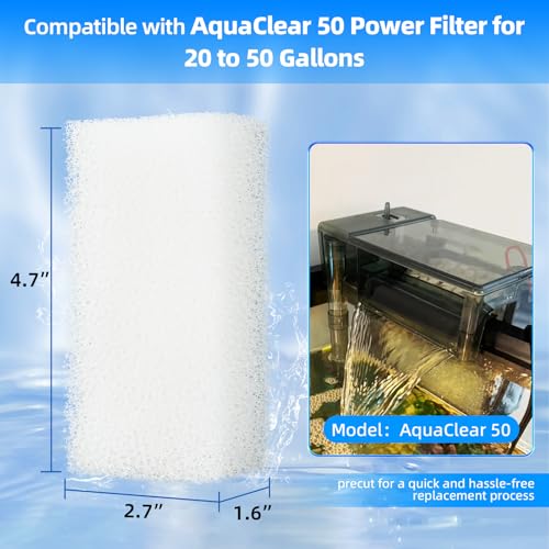 AQUANEAT 6-Pack Replacement Filter Sponge Pads, Aquarium Foam Insert Compatible with AquaClear 50, Fish Tank Filter Media - size: AC 50