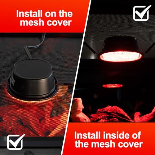G9 Reptile Infrared Heat Lamp, Terrarium Heating Lamp Fixture with 50W UVA Low Profile Night Red Bulb | Safety Mesh, Tank Hood Basking Spot Light for Bearded Dragons Turtles Lizards Geckos - color: Infrared Basking