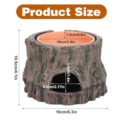 3 in 1 Reptile Hide Cave with Detachable Base & Humidity Dish, Essential Terrarium Decor for Crested Gecko, Leopard Gecko, Lizard, Snake, Crabs
