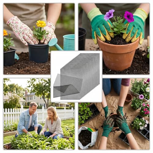 20Pcs Flower Pot Hole Mesh Pad Mesh for Plants 11.8x7.8 Inch | Drainage Meshes, Planter Meshes, Bottom Grid Mat, Plant Succulent Potting Mat, Bonsai Pots Barrier