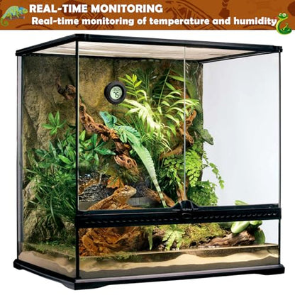Vodolo 2PCS Reptile Thermometer and Humidity Gauge,Digital Adhesive Reptile Terrarium Hydrometer,Bearded Dragon Tank Accessories,Pet Humidity Meter Supplies for Leopard Crested Gecko,Snake,Lizard - size: 2PCS Rounded