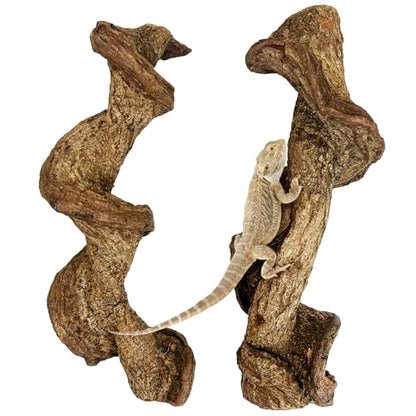 Reptile Climbing Decor 2 Pack Thick Wood Branches Snake Habitat Decorations Terrarium Wooden Tree Trunk Ornament for Bearded Dragon Lizard Snake Geckos Chameleon Frog - size: 14-16 inches