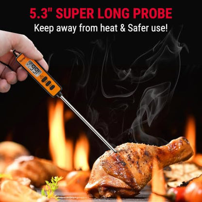 TempPro TempScan Infrared Thermometer Gun with Super Long Meat Probe | Temperature Gun with Laser for Pizza Oven Accessories, Grill Thermometer Gun Meat Thermometer for Cooking BBQ HVAC Car Engine