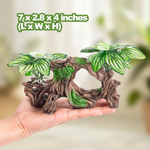 CousDUoBe 8 Pcs Fish Tank Decor，Silk Aquarium Plants Green Silk Leaf pad Hammock Artifical Driftwood cave Betta Fish Tank Accessories 7 x 2.8 x 4 inches(LxWxH) - size: 8 Pcs Silk Aquarium Plants（Style C）