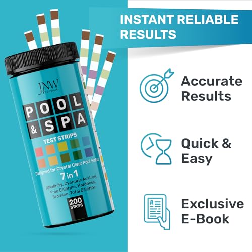 Pool Test Strips for Pools and Spas - 7 in 1 Water Test 200 Pack | Includes 200 pool test strips that measure chlorine, bromine, pH, alkalinity, hardness and cyanuric acid in 30 seconds. - style: 200 STRIPS - 7 IN 1 POOL TEST STRIPS