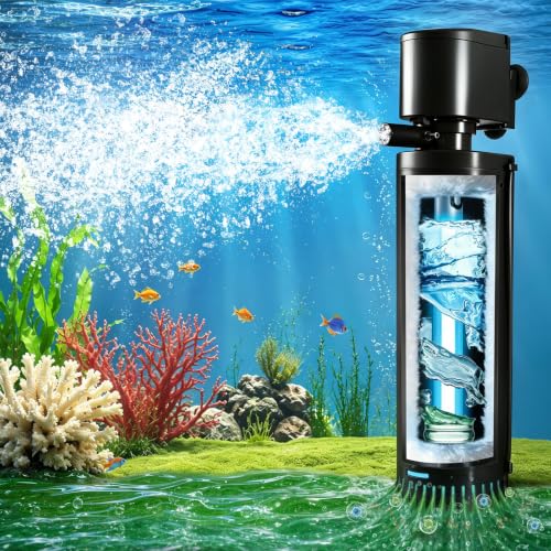 500GPH Aquarium Filter, UV Sterilizer for Aquarium for 75-200 Gallon | Powerful Pump Filter for Green Water Algae Clean, Ultra-Silent Green Killing Machine Fish Tank & Turtle Tank Deodorization - size: Aquarium Filter for 75-200 Gallon