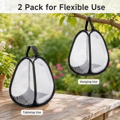 Kingrol 2 Pack Collapsible Insect & Butterfly Habitat Cage, Pop-Up Mesh Butterfly Rearing Enclosure with Clear Viewing Window, Zipper Access & Polyester Base, 7.75 x 7.75 x 11 Inch