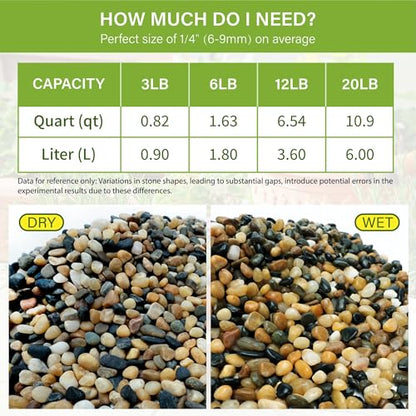 NUPICK 6 lb Aquarium Gravel, 1/4" Ph-Natural Pea Gravel for Fish Tank | Small River Rocks for Plants, Decorative Aquarium Pebbles for Vase, Landscaping, Succulent, Cactus, Terrarium,Bird Bath - size: 6 lb