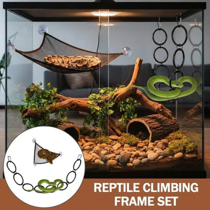 Snake Climbing Rings for Ball Python,Snake Enrichment Toys Ball with Hammock,Reptiletank Cage Decor Habitat Accessories for Terrarium