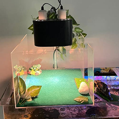 Dual Reptile Light Fixture with Independent Switches | Dual Deep Heat Lamps, UVB Light Fixture, Dome Heat Lighting Lamp Combo Kit, For Bearded Dragon, Iguana, Snake, Turtle Tank