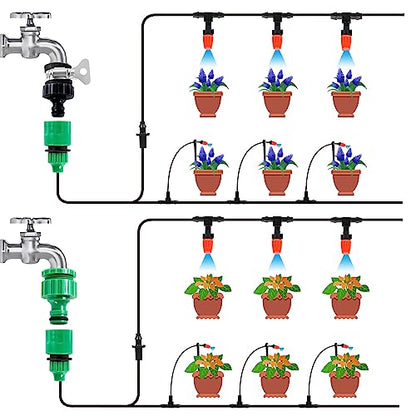 MIXC Irrigation System Greenhouse Watering Systems 1/4 INCH 50FT DIY Auto Drip Irrigation Kit Garden Accessories Automatic Irrigation Equipment for Plants/Lawn - size: 50FT