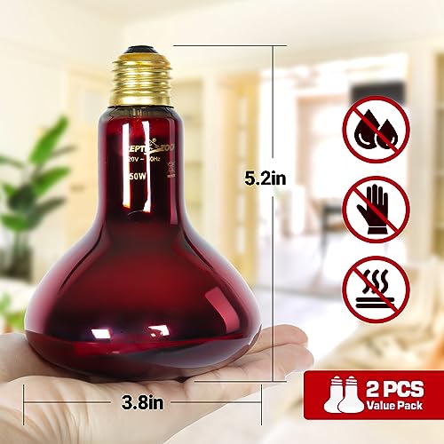 REPTI ZOO 150W Infrared Heat Lamp Bulb for Reptile, 2 Pack Infrared Basking Spot Light for Reptiles & Amphibian,Bearded Dragon, Leopard GeckoTurtle,Lizard, Chickens | Pet Brooders Heat Lamp - style: 150W/Infrared Lamp