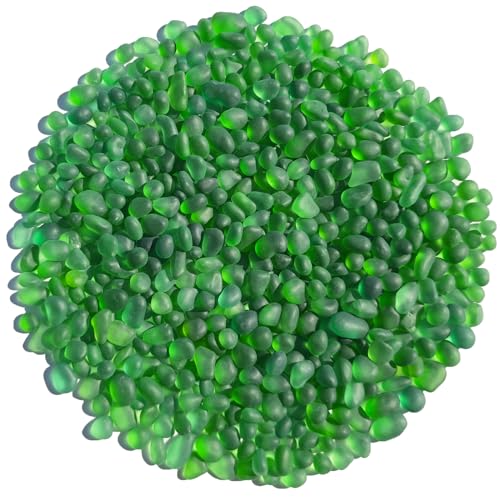 QYGL Sea Glass Stones - 0.9LB Green Frosted Glass Pebbles Gemstones | Perfect for Aquarium Rocks, Fish Tank Gravel, Vase Fillers, DIY Crafts, and Home Decor - color: Green