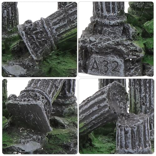 balacoo Roman Column Aquarium Ornament Fish Tank Decoration Resin Fish Shelter 5.31X4.33X2.55 Inch Underwater Hiding Cave for and Reptiles