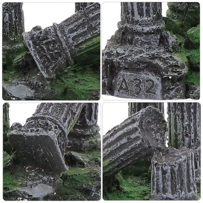 balacoo Roman Column Aquarium Ornament Fish Tank Decoration Resin Fish Shelter 5.31X4.33X2.55 Inch Underwater Hiding Cave for and Reptiles