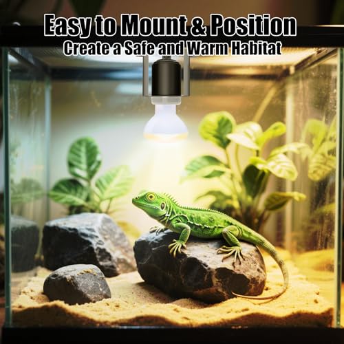 Reptile Ceramic Socket Heat Lamp Fixture, 2Pcs Terrarium Clamp Light Holder for Lizard, Gecko, Snake, Bearded Dragon, Dual On/Off Switch, 300W Max (Bulbs Not Included) - size: Concave Style