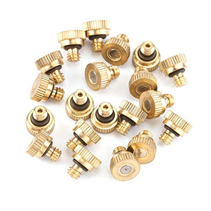 CozyCabin 20 Pcs Low Pressure Brass Misting Nozzles Misting Water Mister Nozzle for Garden, Patio, Greenhouse, Outdoor Cooling Mister System 0.016" Orifice (0.4mm) Thread UNC 10/24 - size: 20 PCS