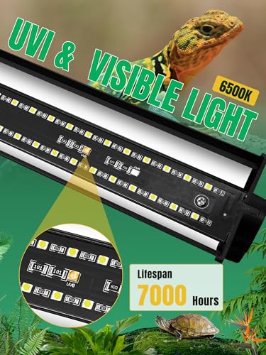 LED UVB Light for Reptiles, 8 Watts, 8-Inch | Aluminum LED Light Fixture, Dimming Controller, 4 UVI Modes, UVA UVB Lamp, For Bearded Dragon Lizard Gecko Snake Turtle - size: 8-INCH