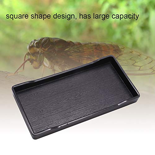 GLOGLOW Tortoise Food Bowl Anti Slip Plastic Square Feeding Dish for Lizard Chameleon Bearded Dragon Gecko Reptile Small Pet (Black)
