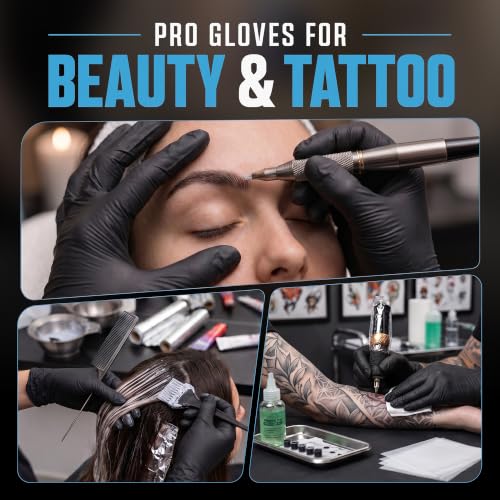 HEAVY DUTY 6 Mil Nitrile Black Gloves Disposable Latex Free Rubber Cooking Cleaning Food Prep Tattoo Gloves 1000PCs - size: Medium