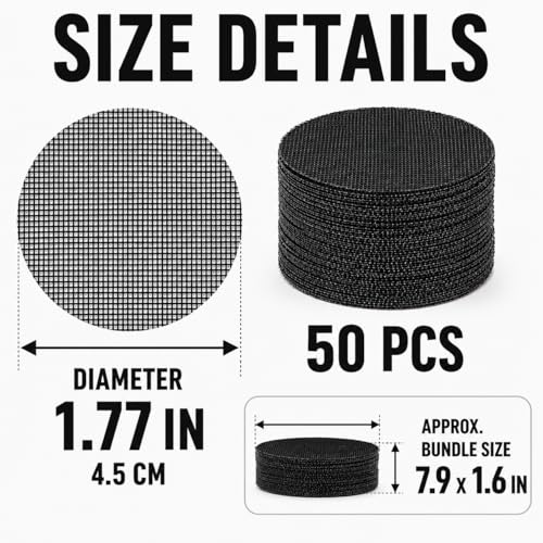 50 Pcs Round Mesh Mats for Plant Potting Gardening Plant Mesh Mats Bonsai Flower Drainage Hole Screen Bonsai Pot Bottom for Gardening(Diameter 4.5cm*50 Pieces) - color: Diameter 4.5cm*50 Pieces