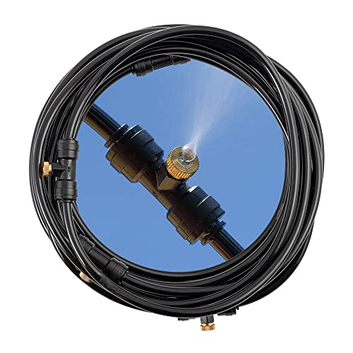 O2COOL Rechargeable 25ft Outdoor Misting Rope with 6 Nozzles for Patio | NO Water Hose or Power Source Needed, For Outside Patio or Reptiles