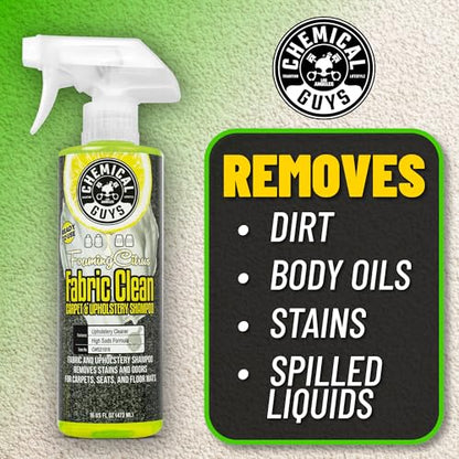 Chemical Guys, Citrus Fabric & Carpet Cleaner Spray with Brush Kit, 16 oz | With heavy duty nifty interior brush, citrus scent kit, fabric spray and interior brush combo kit, ready for immediate use - size: 16 Fl Oz + Brush