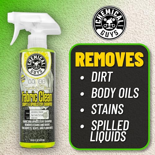 Chemical Guys, Citrus Fabric & Carpet Cleaner, Ready-to-Use Spray, 16 oz | Ready-to-use foaming spray lifts stains and odors from car seats, carpet and floor mats, safe on most fabrics - size: 16 oz