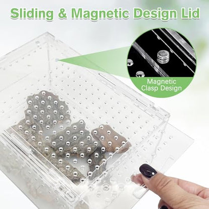 Reptile Terrarium Enclosure 8"x6"x4" Acrylic Tarantula Breeding Box Magnetic Hermit Crab Habitat Transparent Jumping Spider Cage for Insect Snail Amphibians Sling Isopods - size: S: Standard Version