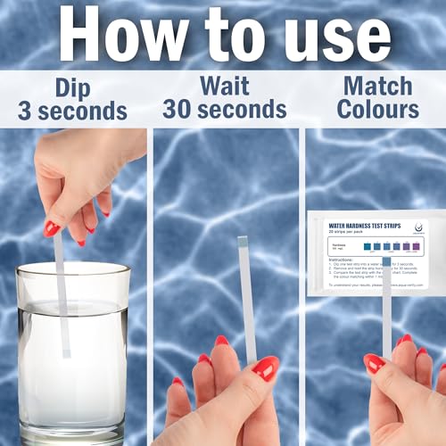 Water Hardness Test Strips – Pack of 20 – Fast & Accurate Results in 30 Seconds – Water Hardness Test Kit for Calcium & Magnesium Levels – Tap, Aquariums, Pools, Hot Tubs, and Appliances | Get Reliable and Fast Results in 30 Seconds – Hard Water Testing K