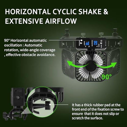 4" Grow Tent Clip Fan with Temperature & Humidity Control, LCD Display, Oscillating Fan for Hydroponics
