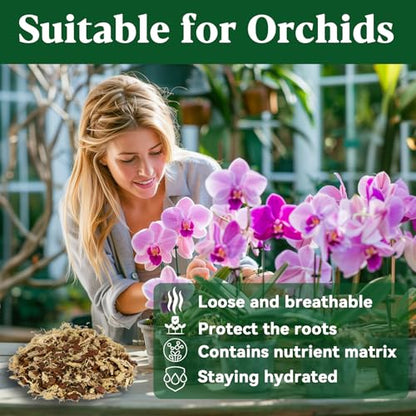 Sukh Orchid Potting Mix - 8.82 Oz Moss Bark Orchid Soil with Sphagnum Moss and Bark for Succulent, Carnivorous Plant, Monstera, Indoor Potting