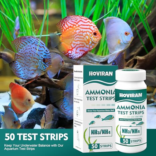 Ammonia Test Strips for Fish Tank, 50ct Ammonia Aquarium Test Strips | Accurate Water Testing for Saltwater & Freshwater Aquariums & Ponds, Easy to Use Aquarium Water Test Kit - color: ammonia test strips